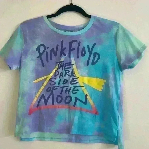 Pink Floyd The Dark Side of The Moon Tie Dye Crop T-Shirt - Picture 2 of 5